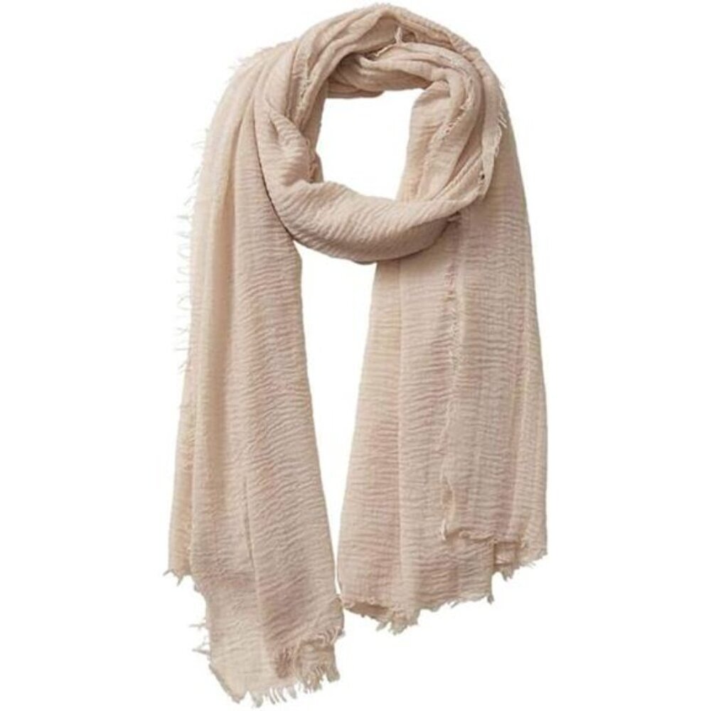 Vintage Soft Scarf with Fringed Edges,linen scarf,shawl,travel scarf